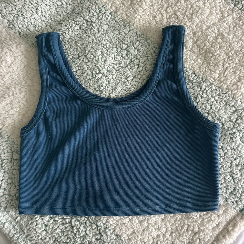 Teal Cropped Tank Top